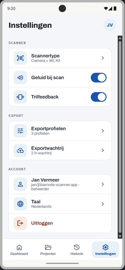ScanVerify — Instellingen